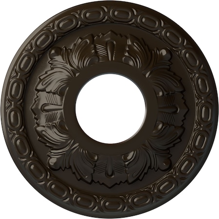 Ekena Millwork Leaf Ceiling Medallion (Fits Canopies up to 4 3/4"), 11 3/8"OD x 3 5/8"ID x 1 1/8"P, Stone Hearth CM11LFSHF